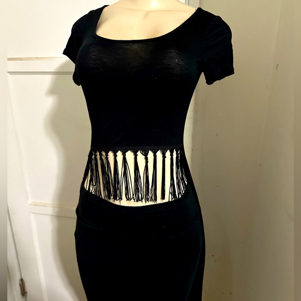 New Soft T-shirt material short in front with tassels long in back